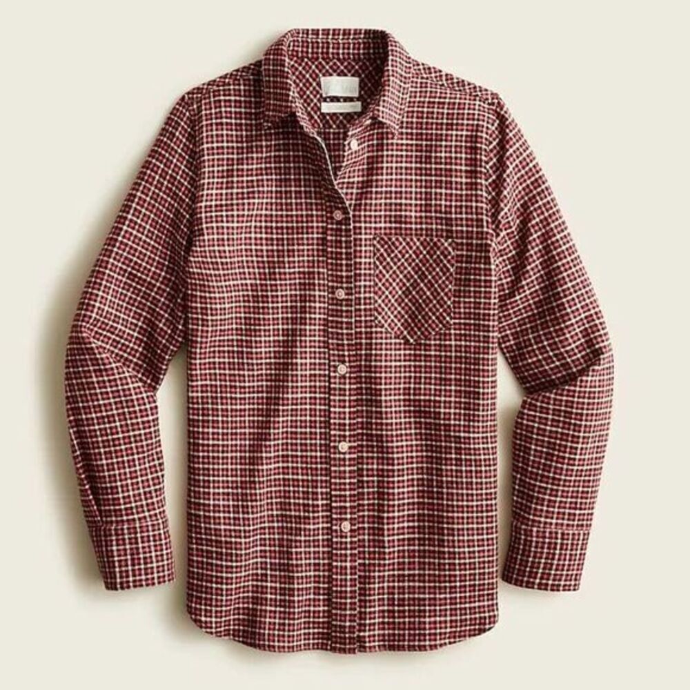 NWOT J. Crew Classic-fit shirt in prairie check flannel Size 0‎